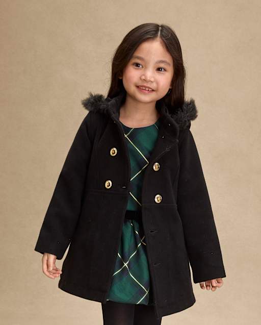 Girls Long Sleeve Hooded Coat - Royal Christmas