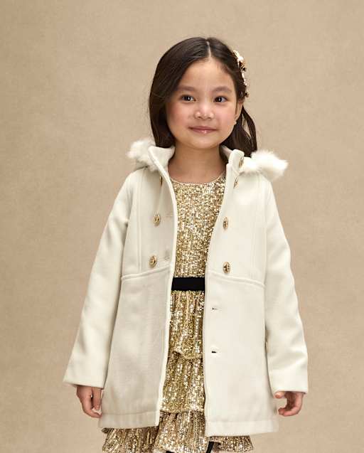 Girls Hooded Coat - Royal Christmas