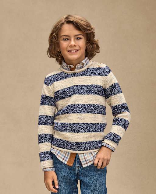 Kids Heathered Striped Sweater - First Frost