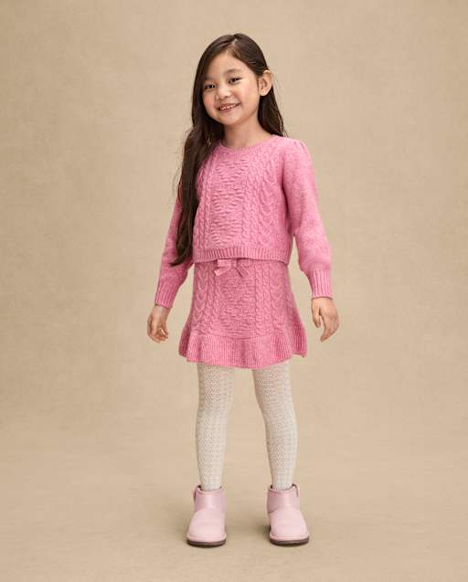 Girls Heart Cable Knit Peplum Sweater Skirt - Mon Cheri