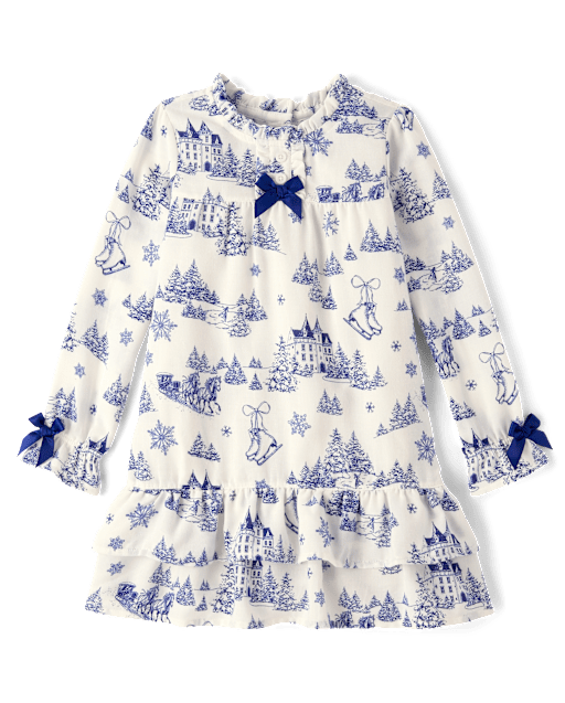Girls Winter Toile Flannel Nightgown - Gymmies