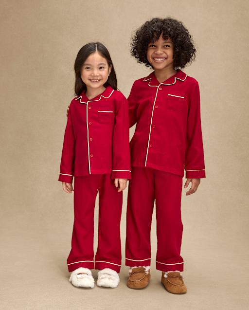 Kids Contrast Flannel Button Front Pajamas - Gymmies
