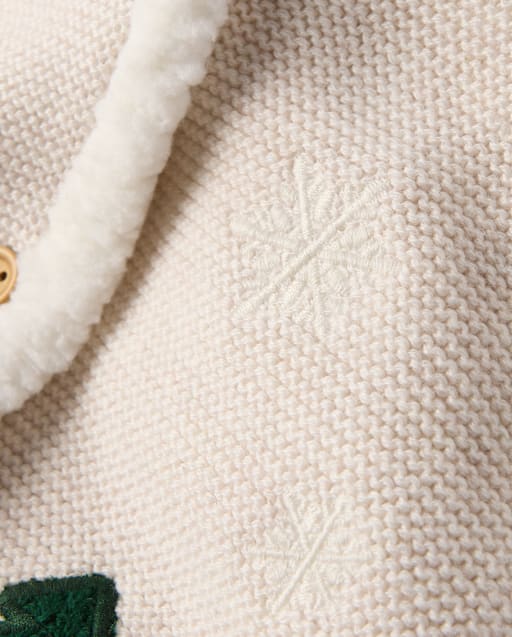 Baby Crochet Snowflake Sherpa Lined Cardigan - view 2