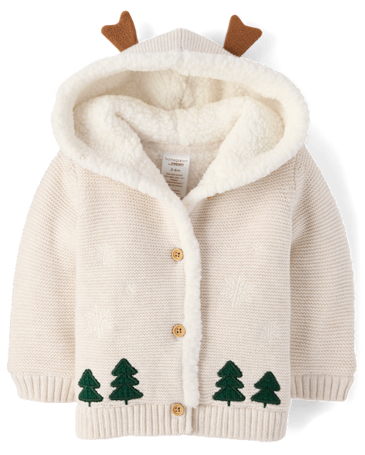 Baby Crochet Snowflake Sherpa Lined Cardigan - Homegrown by Gymboree