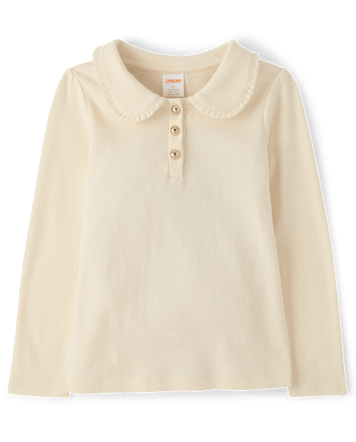 Girls Ribbed Peter Pan Top - Little Essentials