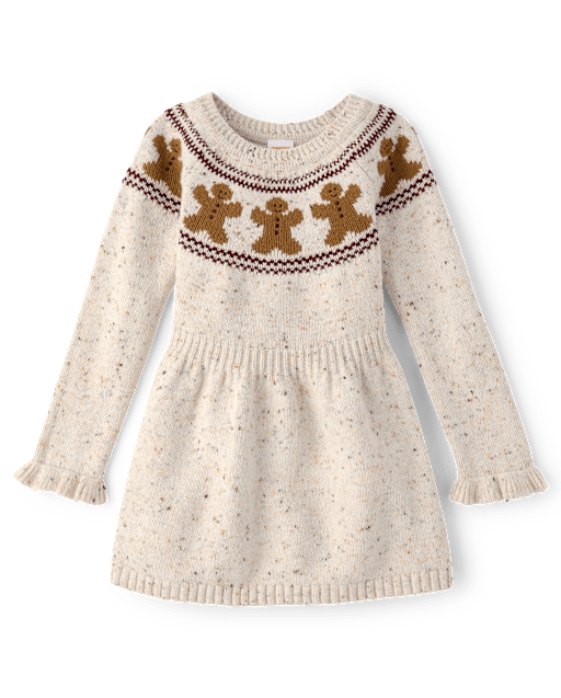 Robe pull à volants en intarsia motif pain d'épice pour fille - Noël royal - lbl_product_image_view_2