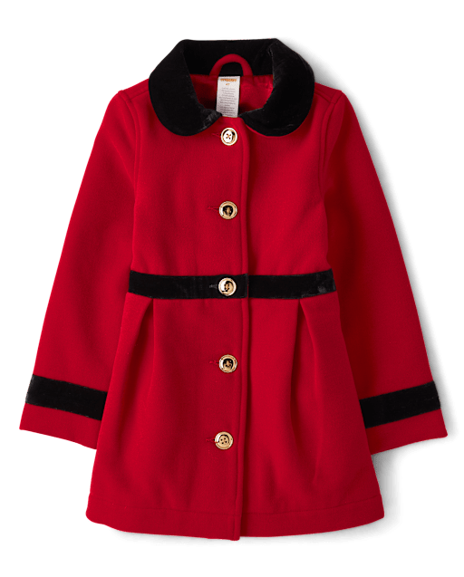 Girls Velvet Trim Coat - Royal Christmas