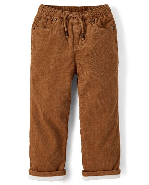 Pantalon à enfiler en velours côtelé doublé micropolaire pour garçon - Little Essentials