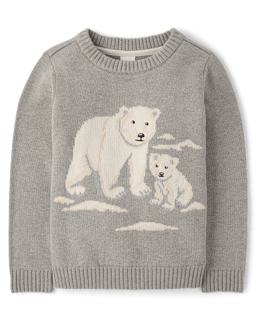 Boys Intarsia Polar Bear Sweater - First Frost