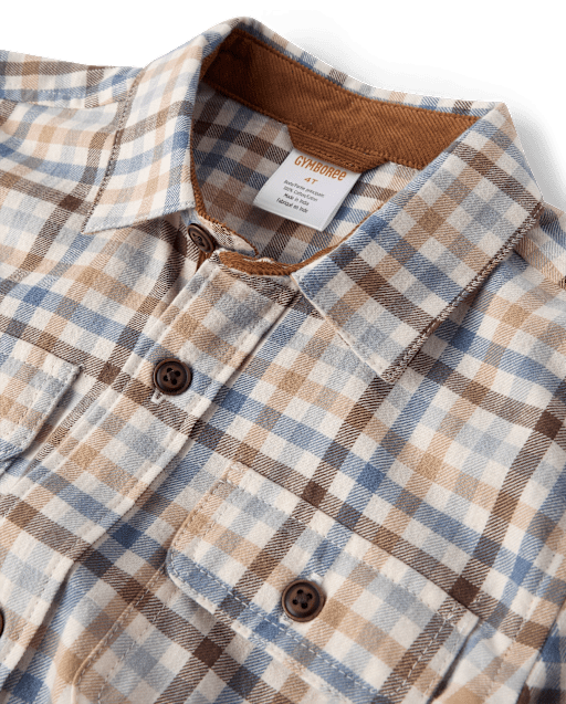 Boys Gingham Flannel Button Up Shirt - First Frost - lbl_product_image_view_2