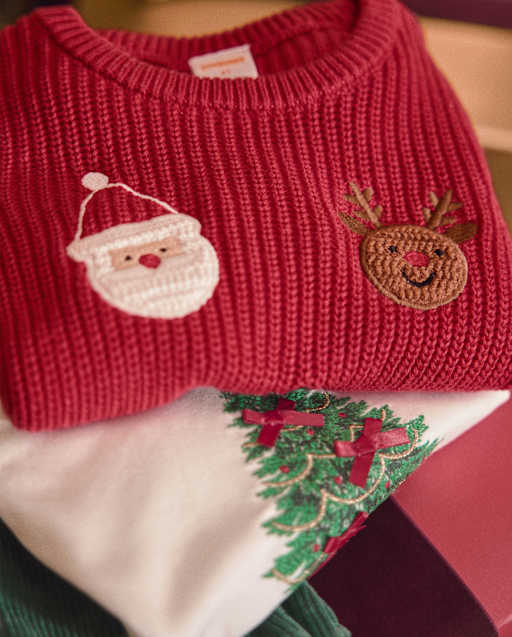 Girls Crochet Holiday Shaker Stitch Sweater - Royal Christmas - view 2