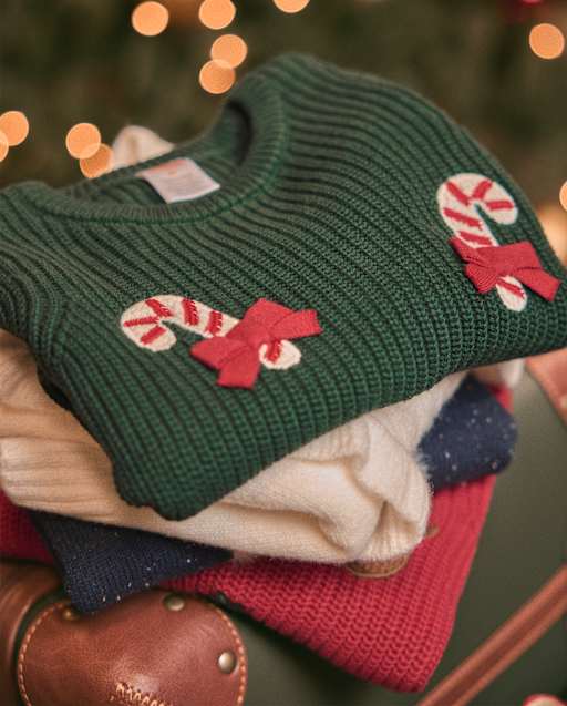 Pull pour fille au crochet, motif canne à sucre et point shaker - Noël royal - lbl_product_image_view_2