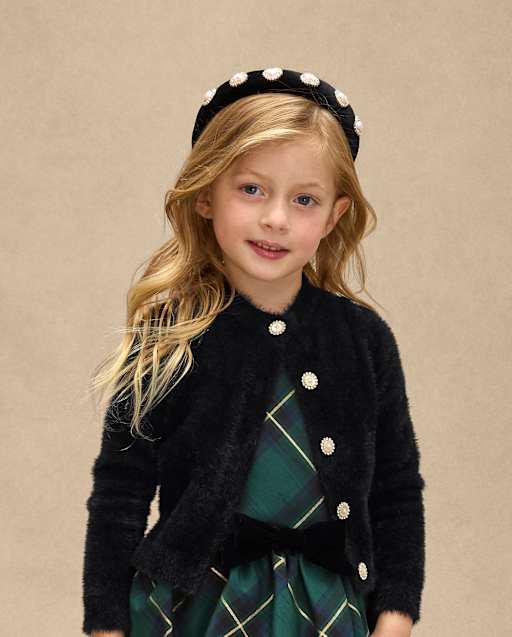Girls Embellished Eyelash Cardigan - Royal Christmas