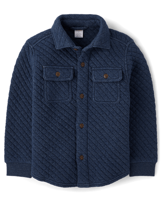 Boys Quilted Scuba Button Up Shirt - First Frost - lbl_product_image_view_2