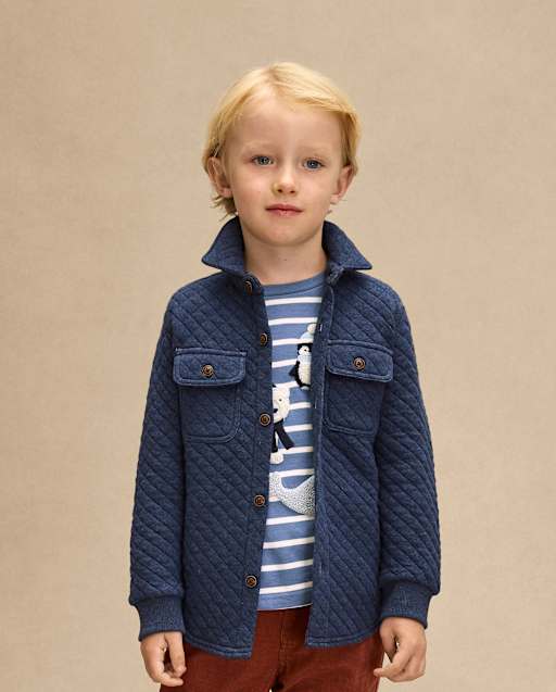 Boys Quilted Scuba Button Up Shirt - First Frost