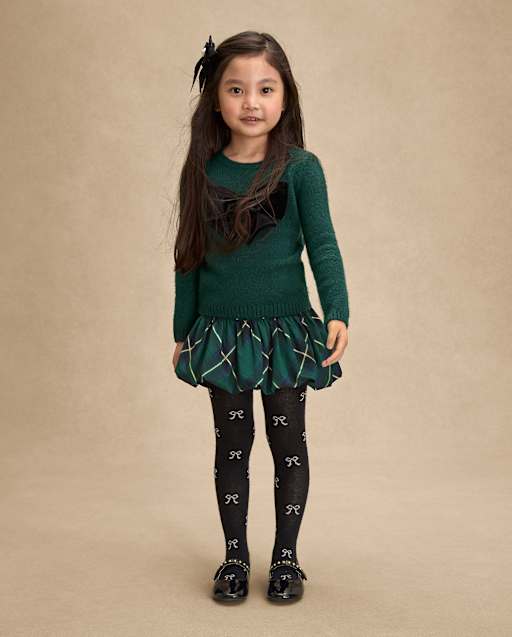 Girls Plaid Bubble Skort - Royal Christmas