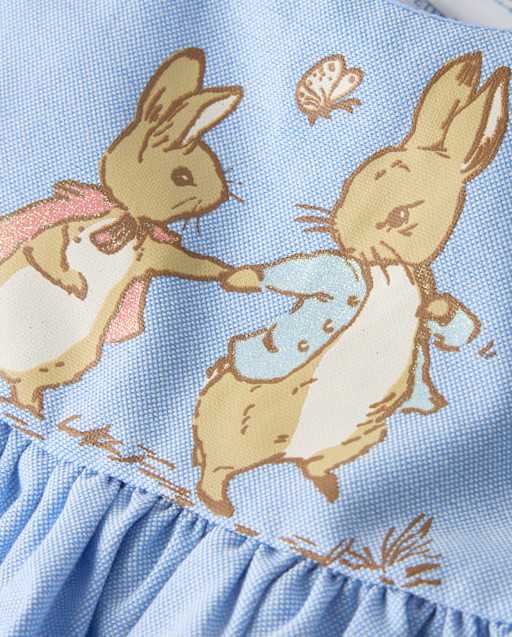 Baby Girls Peter Rabbit™ Glitter Scalloped Chambray Dress - view 2