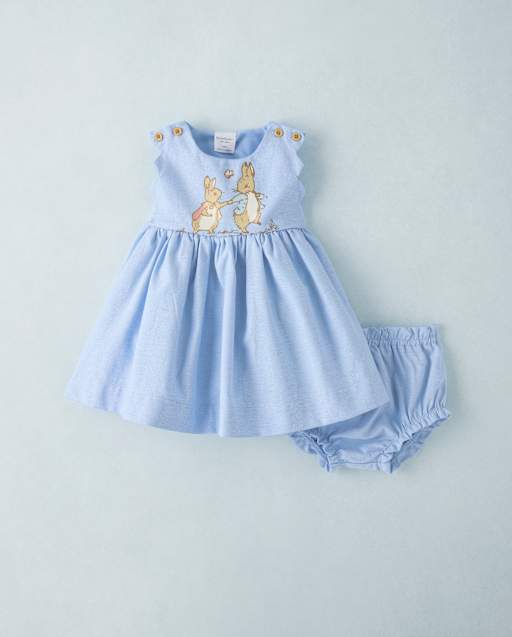 Baby Girls Peter Rabbit™ Glitter Scalloped Chambray Dress