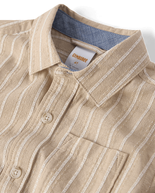 Chemise boutonnée rayée en lin mélangé pour garçon - Édition Lin - lbl_product_image_view_2