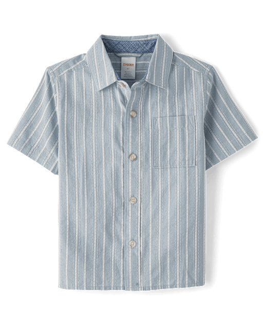 Boys Striped Linen-Blend Button Up Shirt - Linen Edit - view 2