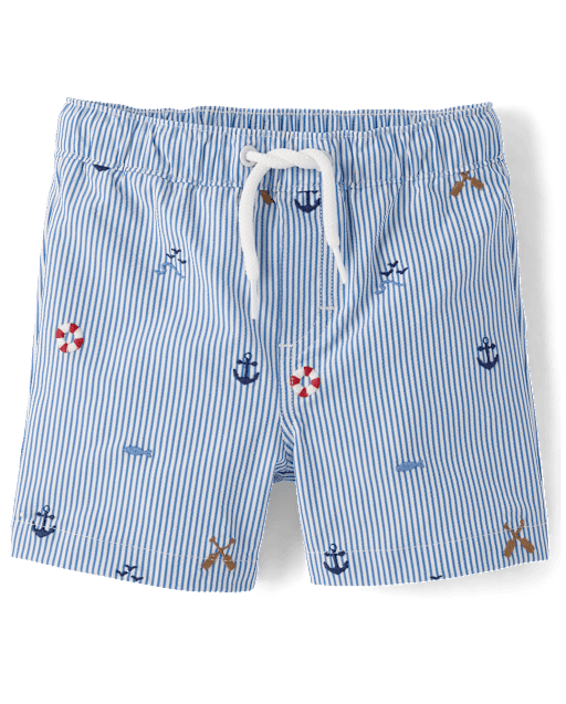 Maillot de bain garçon brodé en seersucker style côtier - Boutique de maillots de bain - lbl_product_image_view_2