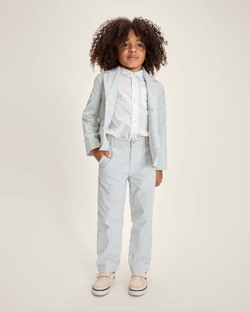 Boys Striped Linen Blend Dress Pants - Special Occasions