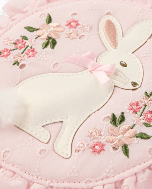 Girls Embroidered Bunny Ruffle Round Bag - Enchanted Garden - view 2