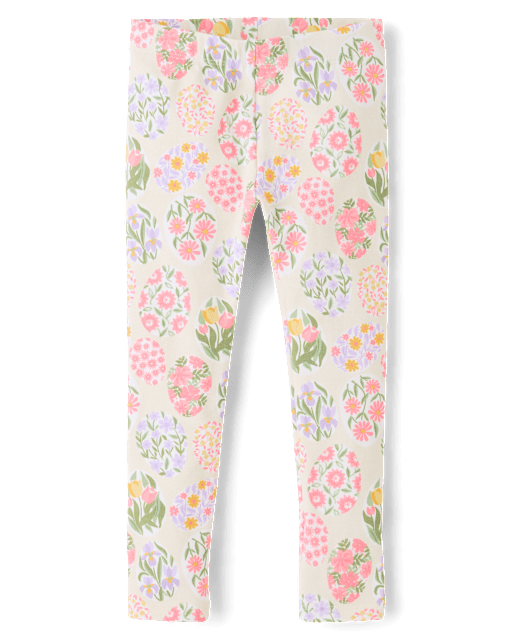 Girls Floral Easter Egg Leggings - Enchanted Garden