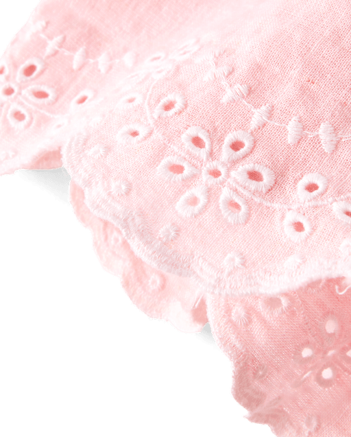 Girls Embroidered Eyelet Linen-Blend Pull On Shorts - Linen Edit - view 2