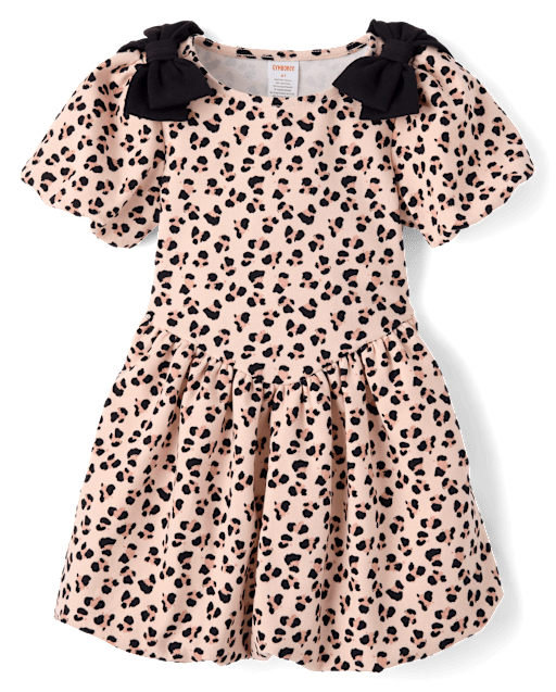 Girls Bow Leopard Ponte Bubble Dress - Petit Paris - lbl_product_image_view_2