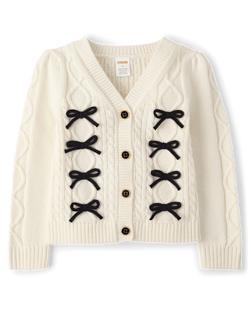 Gilet en maille torsadée à nœud papillon pour fille - Petit Paris - lbl_product_image_view_2