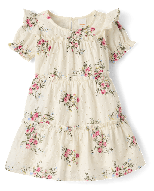 Girls Floral Eyelet Tiered Dress - Enchanted Garden - lbl_product_image_view_2
