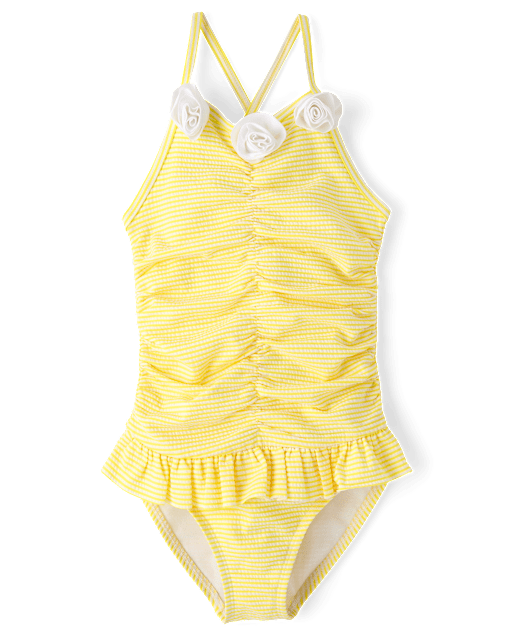 Maillot de bain une pièce à volants en seersucker fleuri pour filles - Boutique de maillots de bain - lbl_product_image_view_2
