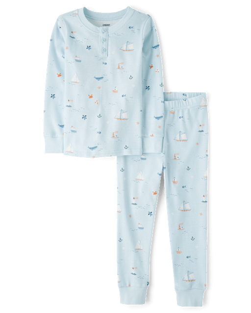 Kids Coastal Snug Fit Cotton Henley Pajamas - lbl_product_image_view_2