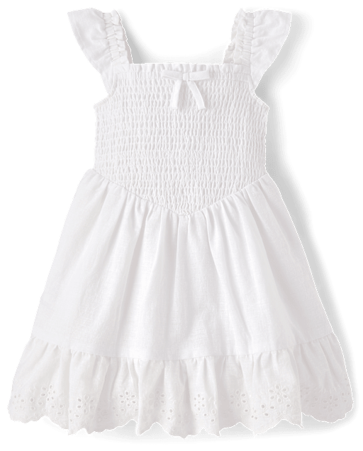 Robe à volants smockée en lin mélangé pour fille - Collection Lin - lbl_product_image_view_2