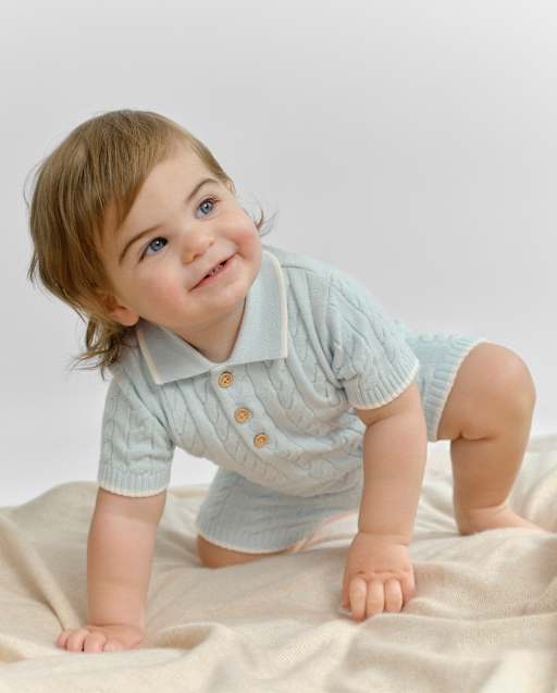 Baby Boys Cable Knit Sweater Polo Romper - Homegrown by Gymboree