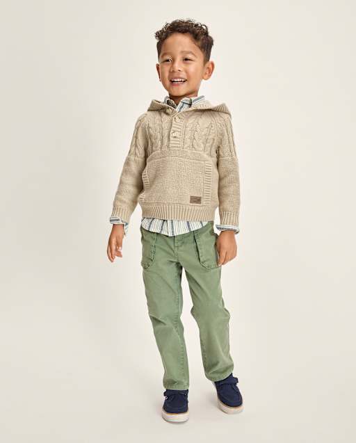 Boys Cable Knit Hooded Sweater - Driftwood Bay - view 2