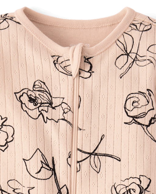 Pyjama une pièce en coton à pois roses pour bébé fille, coupe ajustée, avec pieds - lbl_product_image_view_2