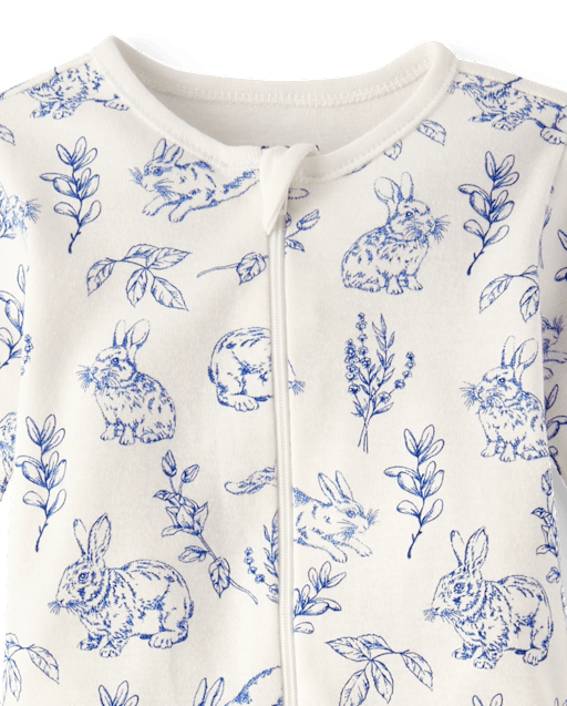 Baby Bunny Toile Snug Fit Cotton Footed One Piece Pajamas - lbl_product_image_view_2