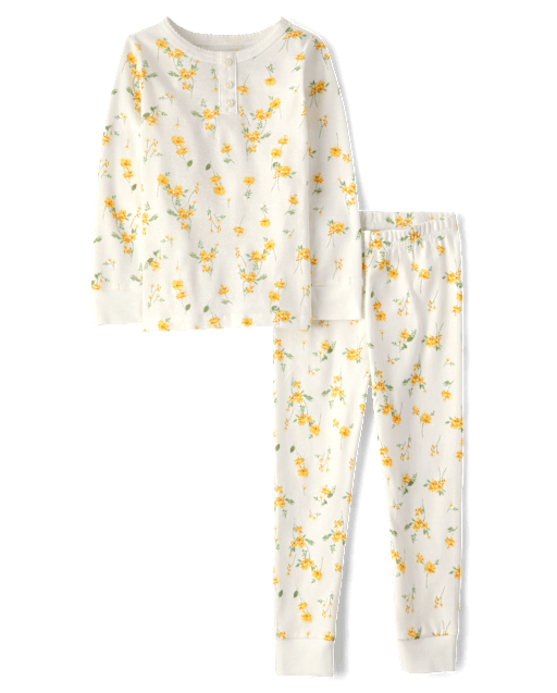 Girls Floral Snug Fit Cotton Henley Pajamas - lbl_product_image_view_2
