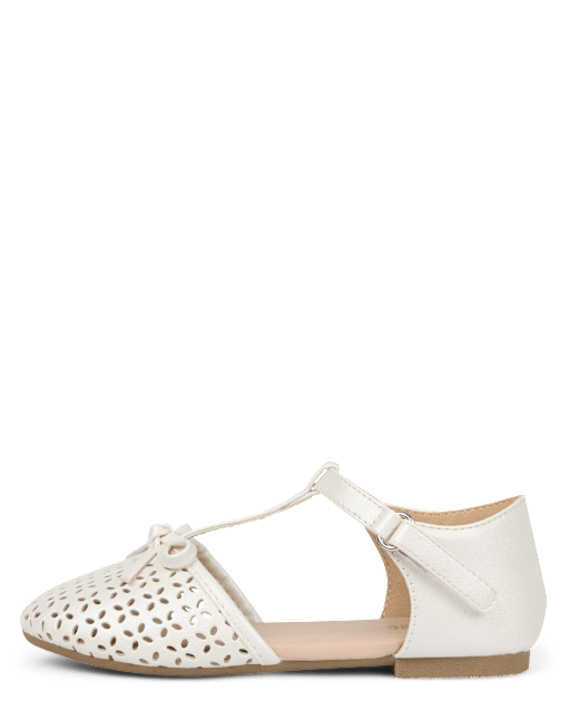 Girls Shimmer Perforated T-Strap Ballet Flats - Little Essentials - lbl_product_image_view_2
