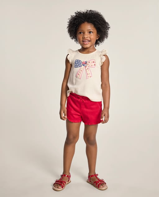 Girls Ruffle Pull On Shorts - Little Essentials - lbl_product_image_view_2