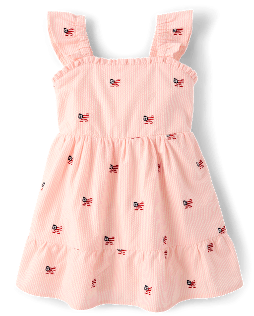 Girls Embroidered Flag Seersucker Tiered Dress - Nantucket Charm - lbl_product_image_view_2