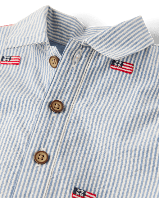 Baby Boys Embroidered Flag Seersucker Romper - Nantucket Charm - lbl_product_image_view_2