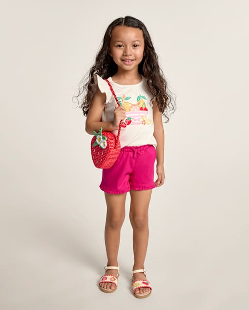 Girls Ruffle Pull On Shorts - Little Essentials - lbl_product_image_view_2