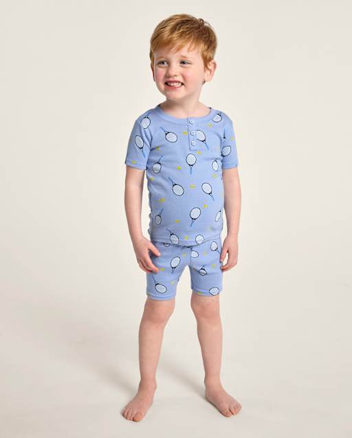 Boys Tennis Snug Fit Cotton Henley Pajamas - Gymmies - view 1