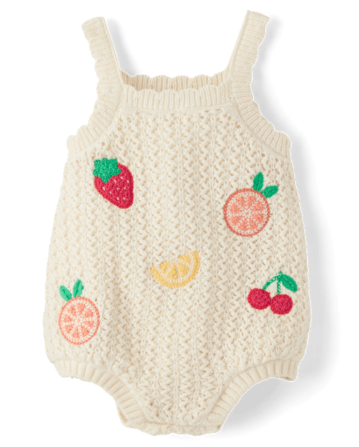 Baby Girls Crochet Applique Fruit Romper - Amalfi Coast - view 1