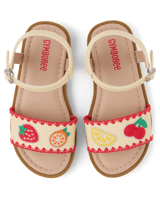 Girls Embroidered Fruit Sandals - Amalfi Coast - view 1