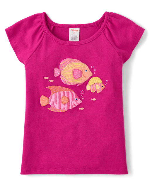 Girls Embroidered Flutter Top - Amalfi Coast