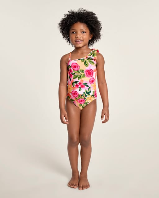 Girls Floral Bow One Shoulder One Piece Swimsuit - Swim Shop - lbl_product_image_view_1